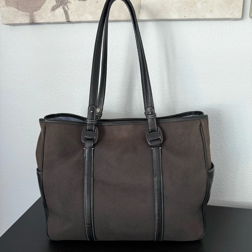 Salvatore Ferragamo Canvas Leather Tote Shoulder Bag